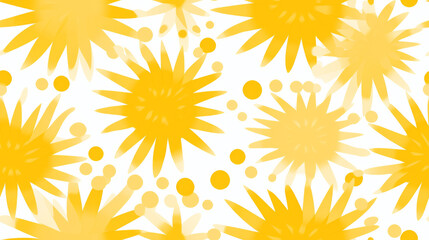 Seamless pattern background illustration of sun shining in retro style pattern with white and yellow colors