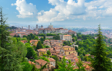 Fototapeta na wymiar Bergamo cityscape, view of the old town, Italy