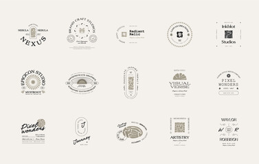 Vintage Boho Flower logo template illustration for branding