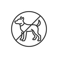 Dogs are not allowed, linear icon. Entering with dogs prohibited. Line with editable stroke
