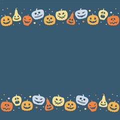 Creepy pumpkin lanterns on background. Halloween concept. Vector