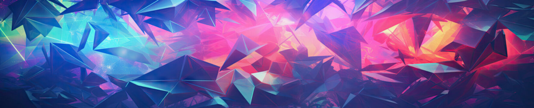 Fantasy low-poly landscape, geometric art.