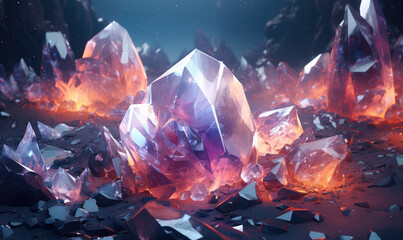 Luminous crystals emanate a gentle glow.