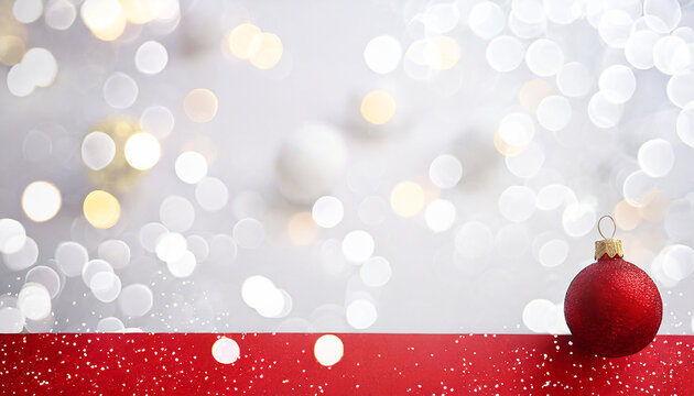Bokeh white christmas background, christmas concept design to holidays, new year background with copy space for text; layout; top view; flat lay.
