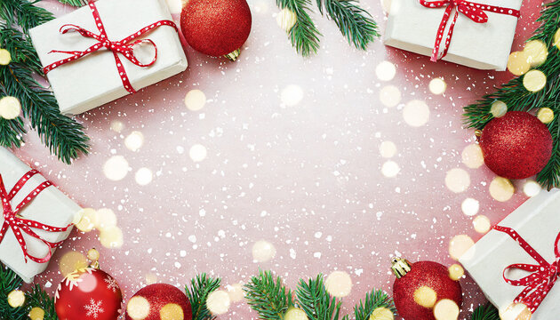 christmas background, christmas concept design to holidays, new year background with copy space for text; layout; top view; flat lay.