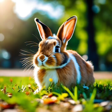 Cute bunny in the park
