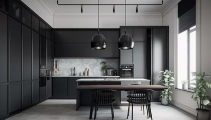 Foto op Plexiglas Modern domestic kitchen design with luxury appliances and elegant decor generated by AI © Stockgiu
