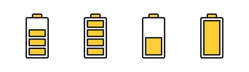 Battery icon set for web and mobile app. battery charging sign and symbol. battery charge level