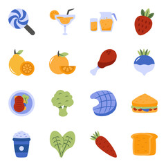 Set of Food and Meal Flat Icons

