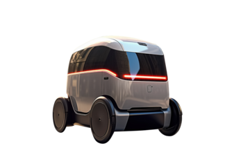 delivery robot isolated on transparent background. Generative Ai