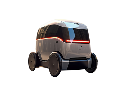 delivery robot isolated on transparent background. Generative Ai