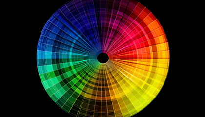 Obraz premium Vibrant colors spin in a psychedelic abstract spiral backdrop generated by AI