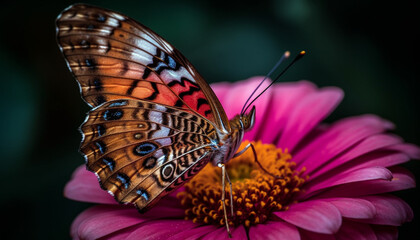 Vibrant butterfly pollinates yellow flower in tranquil springtime scene generated by AI