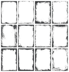 Grunge frames monochrome set elements