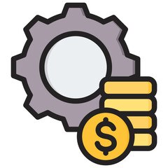 Financial Management Outline Color Icon