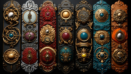 Obraz premium Golden illustration of an ornate Christian wallpaper, a luxurious gift generated by AI