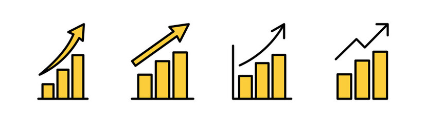 Growing graph Icon set for web and mobile app. Chart sign and symbol. diagram icon