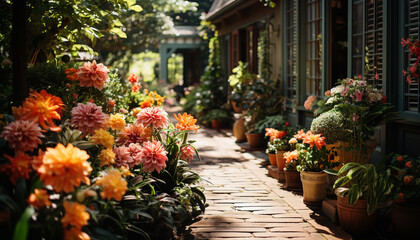 Freshness and beauty in nature  a flower pot of blooming flowers generated by AI