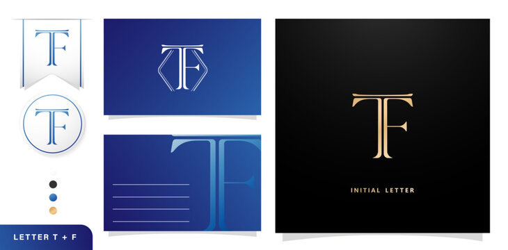 TF initial letters monogram logo type bundle. template logo with letter sign for business cards elements, branding company identity, advertisement materials golden foil, collages prints, ads campaigns