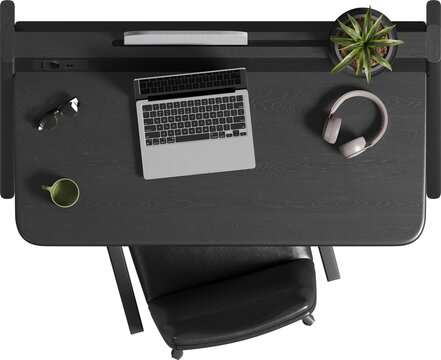 Top view of Office Table with Chair - Office