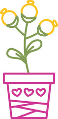 Poppy flower in pot outline