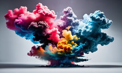 A colorful smoke explosion isolated