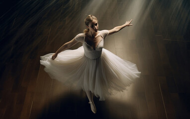 Contemporary Style of Pretty Girl Ballerina Dancer Portrait Background Selective Focus