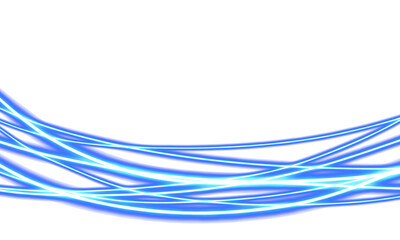 Abstract blue wavy line of light with a transparent background