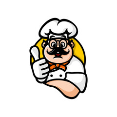 
logo of chef wearing glasses and giving a thumbs up