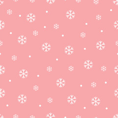 Seamless Christmas pattern. White snowflakes on pink background. vector design for print, decorative wallpaper, Christmas celebration