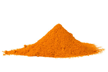 Pile of dried turmeric isolated on transparent background.