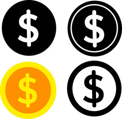 Dollar coin icons set. Money symbol, replaceable vector design.