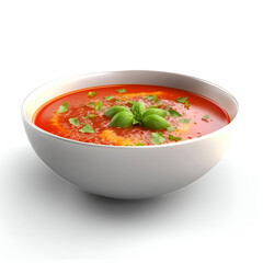 Tomato soup in a bowl isolated on white background with clipping path
