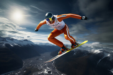 snowboarder jumping on the slope AI Generated