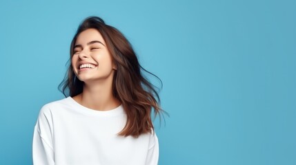 Fototapeta premium Teenager smiling stand isolated on pastel color background studio.