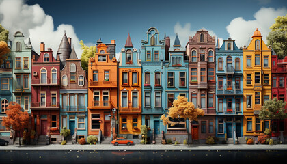 Obraz premium Architecture, cityscape, building exterior, famous place, built structure, city life, cultures, roof, car, travel generated by AI
