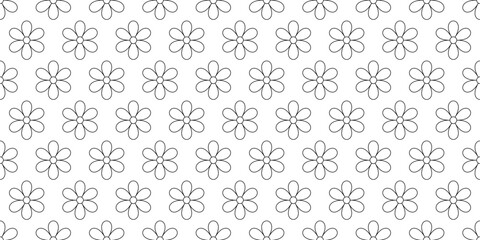 outline daisy flower seamless pattern