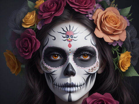 A Girl Day Of The Dead Makeup, Generative Ai