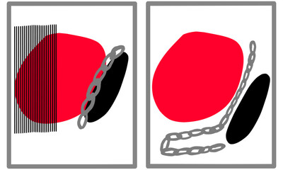 Break the chain. Abstract minimalist artwork. Hand drawn.