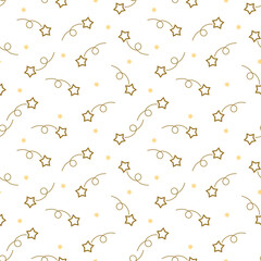 Gold stars seamless pattern, PNG file, on transparent background, print on paper, packaging, textile, bedding, fabric, wrapping paper, Christmas design, gifts.