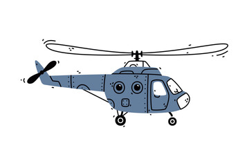 Helicopter as Aircraft Flying in the Air Vector Illustration