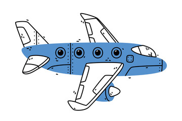 Airplane as Aircraft Flying in the Air Vector Illustration