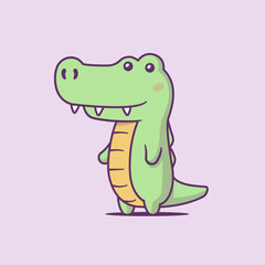 Kawaii crocodile or alligator cartoon mascot vector illustration