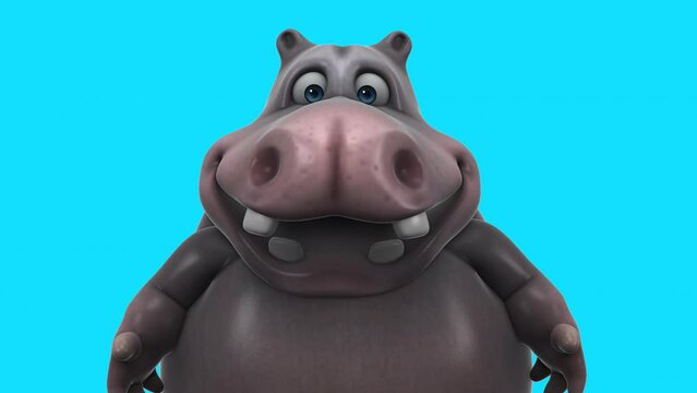 Fun 3D cartoon hippo (with alpha channel included)