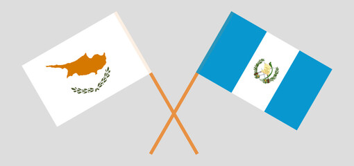 Crossed flags of Cyprus and Guatemala. Official colors. Correct proportion