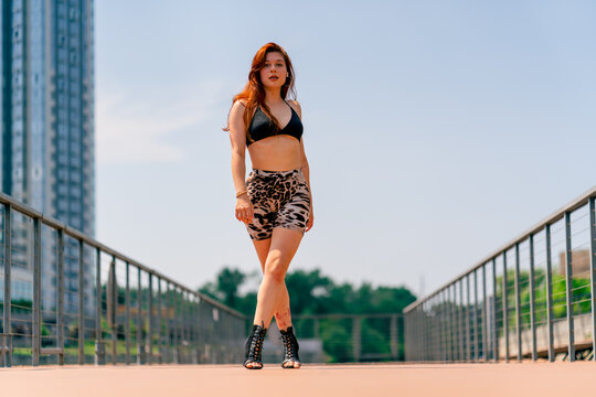 street dancing Sexy young fit woman in heels dancing heels on the street in the city hobby active lifestyle seduction