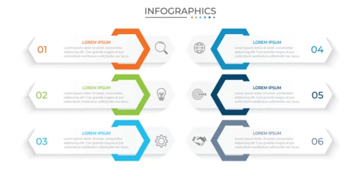 Fotobehang Vector infographic design template with 6 options or steps © M. Usnata wijaya
