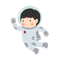 Kid girl Astronaut cartoon flat vector