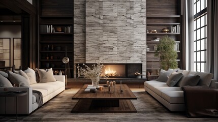 A transitional living room with a blend of textures and materials