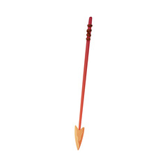 Arrow as Ancient Tool with Wooden Shaft and Pointed Head Vector Illustration